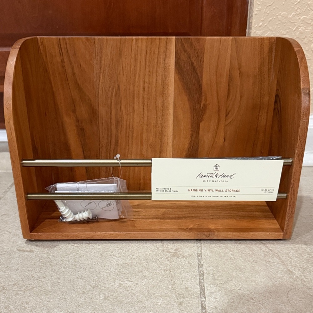 Hearth & Hand Brown Wall Shelf with Gold Bars